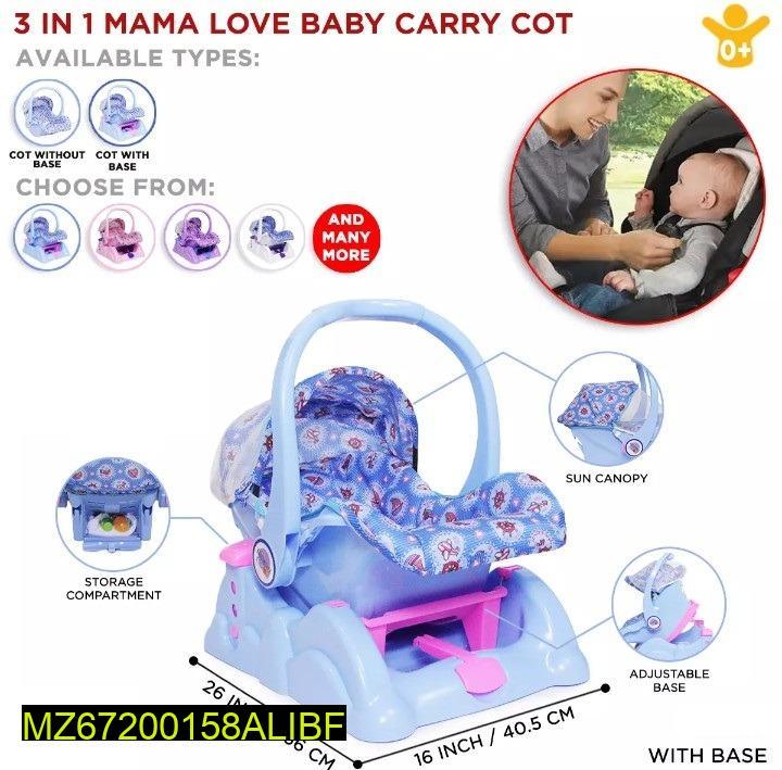 3-in-1 Baby Carry Cot with Sun Cover & Storage