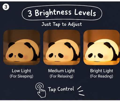 Panda Night Lamp three brightness levels and tap control