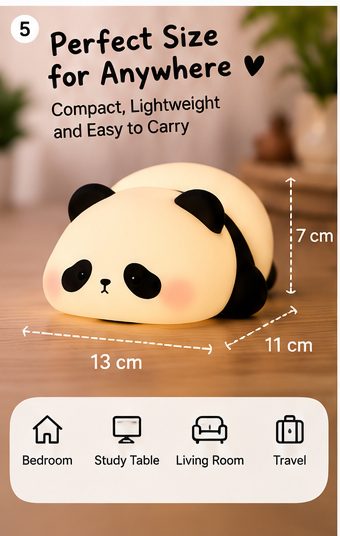 Panda Night Lamp compact size guide