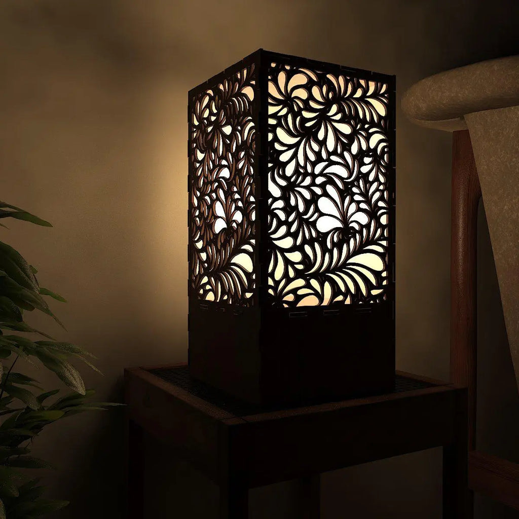 Wooden Floral Glow Table Lamp