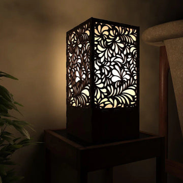 Wooden Floral Glow Table Lamp
